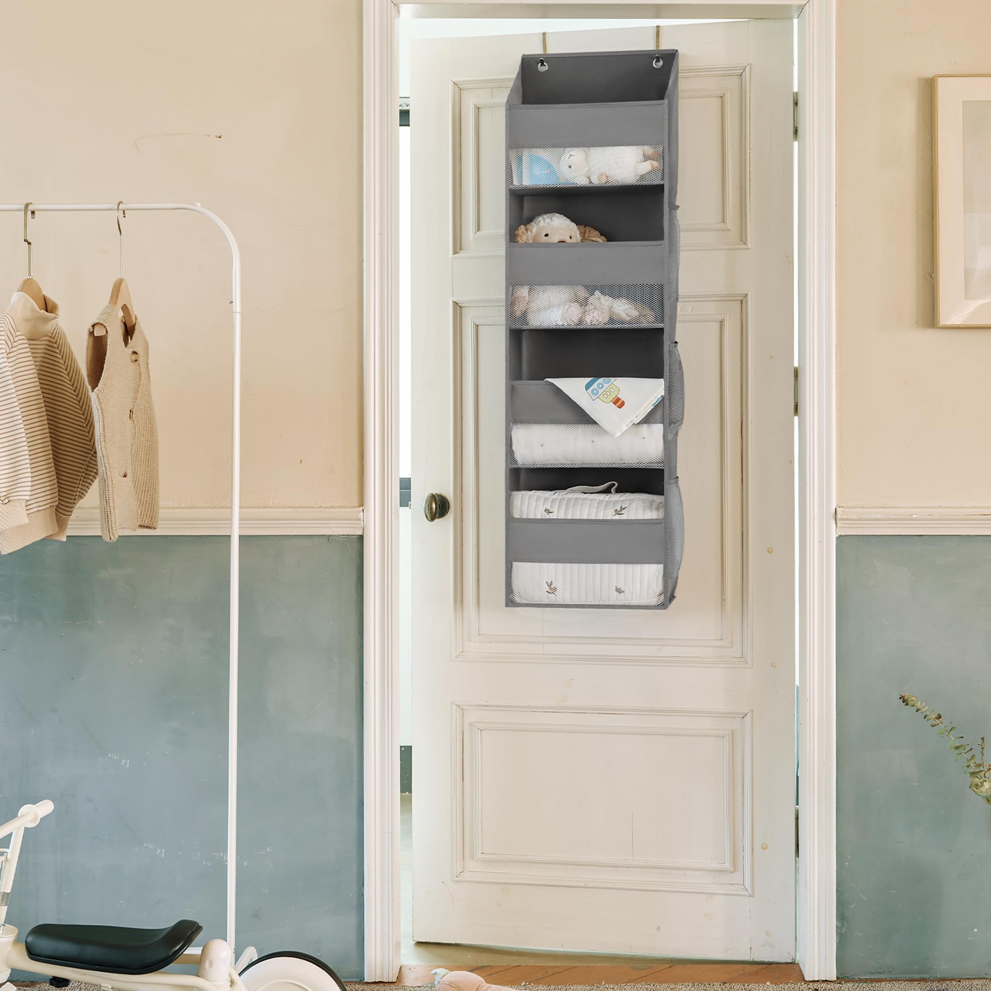Granny Says Over The Door Hanging Organizer Organiseur de Porte Suspendu à 4 Poches Gris