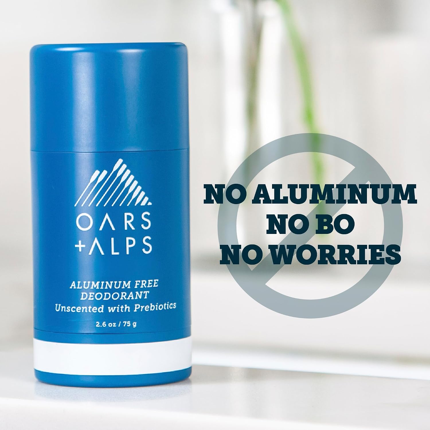 Oars + Alps Aluminum Free Deodorant for Men | Long Lasting Odor Protection, Clear & Free of White Residue, Anti-Chafing Smooth Glide, Dermatologist Tested, Unscented, 1pk, 2.6oz