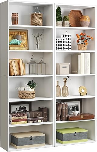 Miniatura 6 de neinmil - Juego de 2 estanterías de pie de 6 niveles de alto, estante de almacenamiento de exhibición, muebles decorativos para el hogar, adecuado