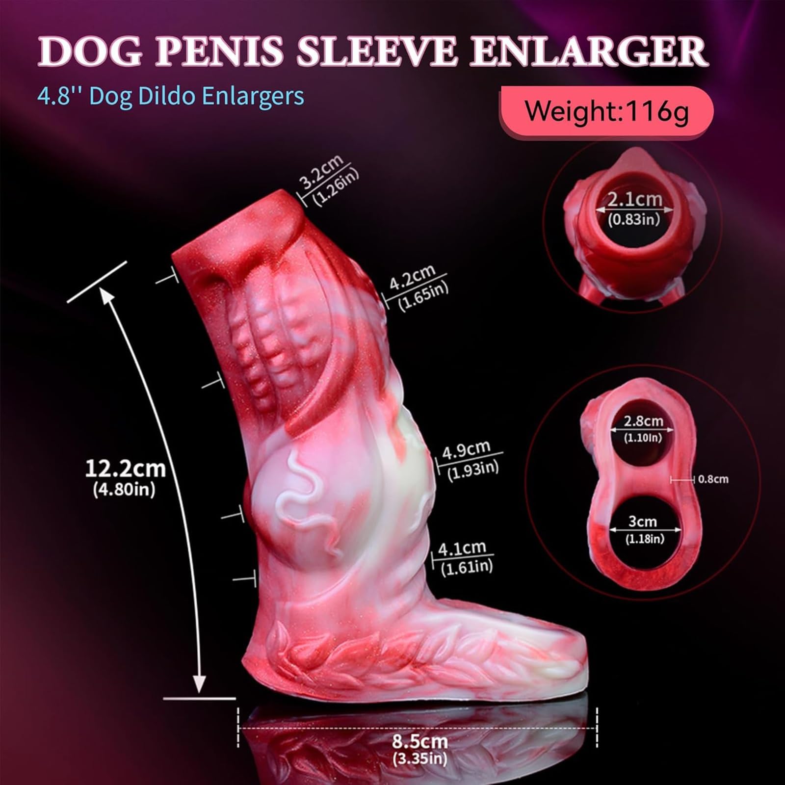 Manicotto for pene Spessi Anelli for pene Annodati Ingranditore dildo uomo, Manicotto estensore Steath in silicone rosso ritardare l'eiaculazione Erezione Ingrandimento coppie