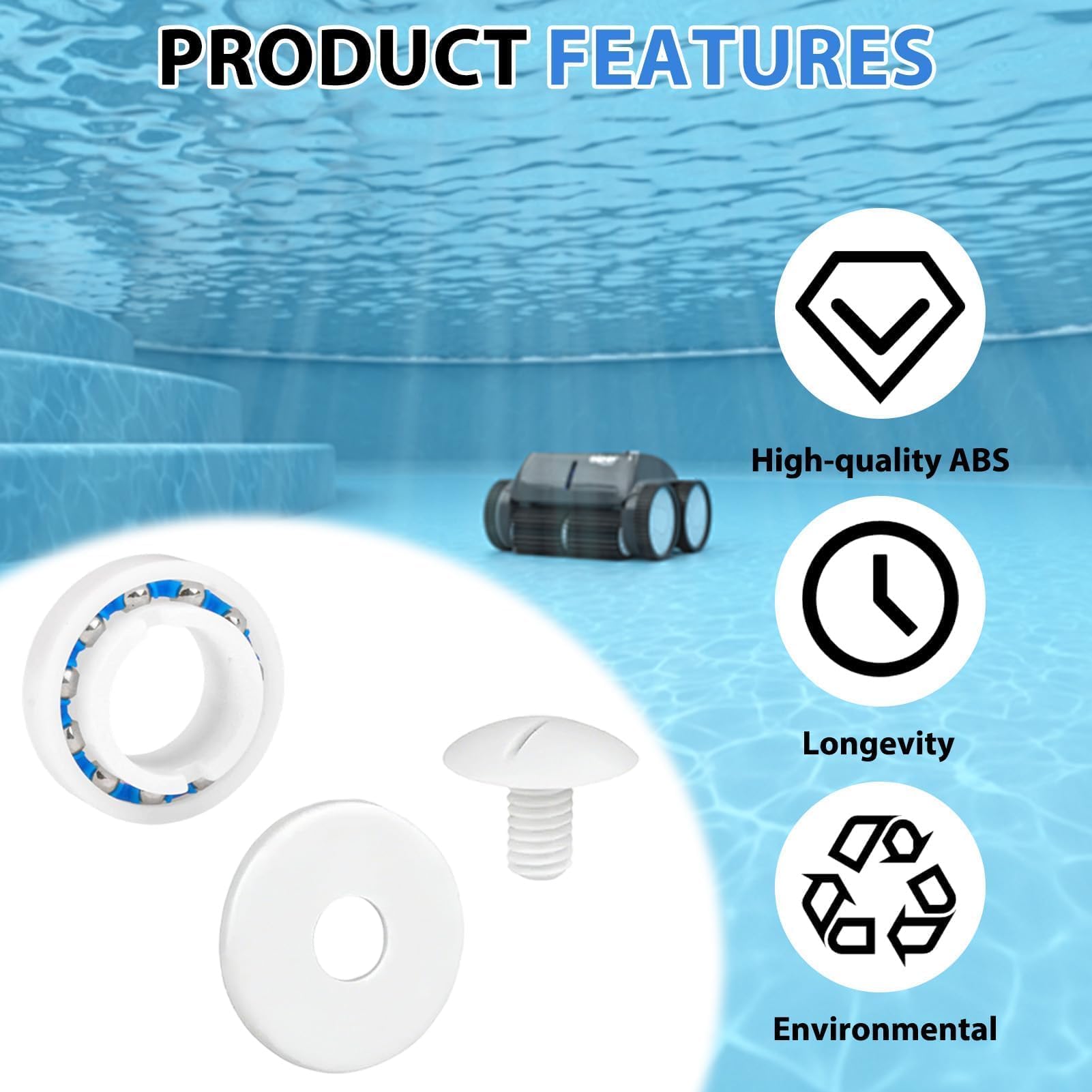 Kit de Reconstruction pour Nettoyeur de Piscine Polaris 280/180, Roulements C60, Vis C55, Rondelles C64