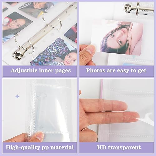 Miniatura 6 de Carpeta de tarjetas fotográficas de mariposa A4, 540 bolsillos con 30 piezas de 4 anillos interiores, libro con soporte para tarjetas fotográficas