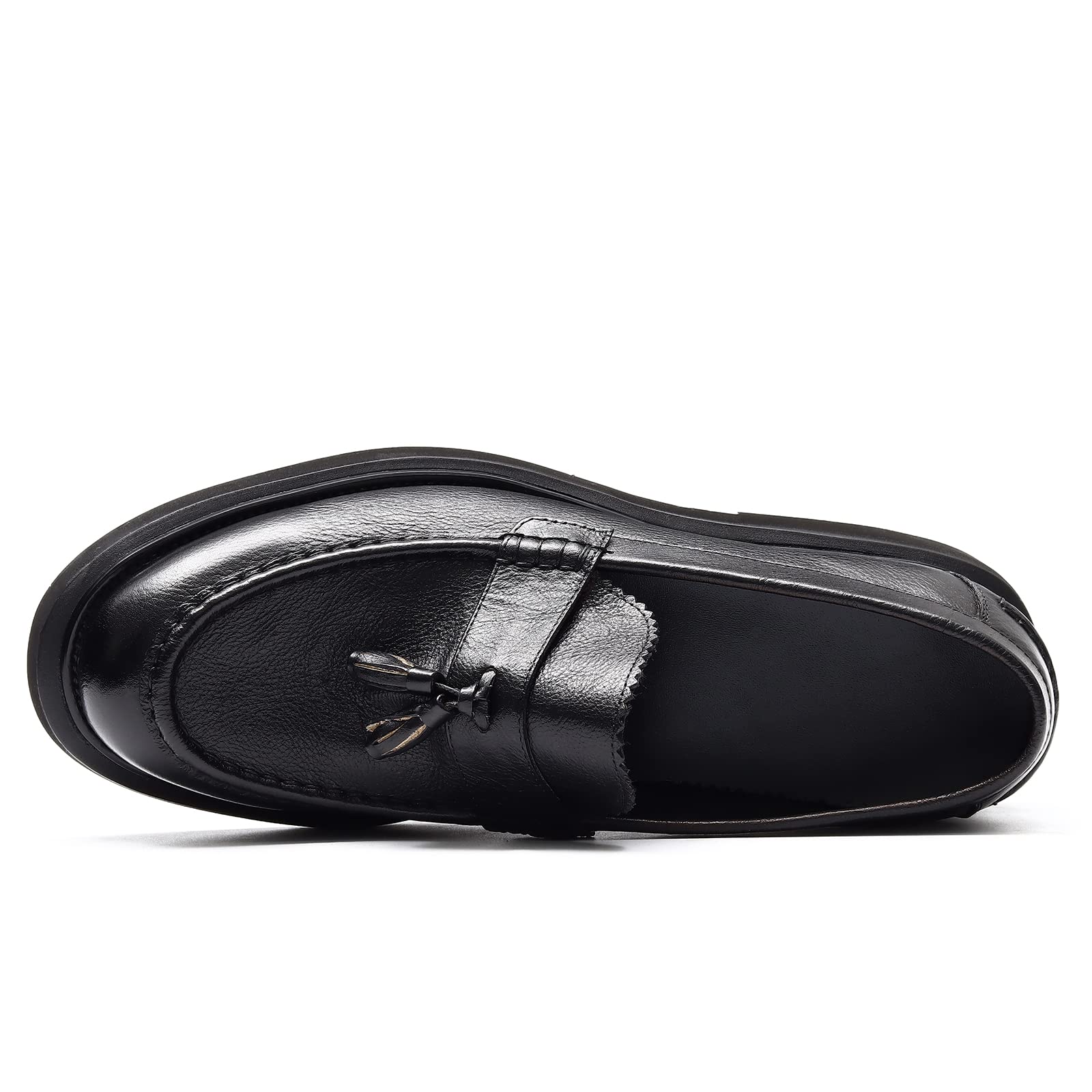Loafers Cómodos Plataforma para Hombres Mocasines Casuales Negocios Zapatos Slip On en Cuero