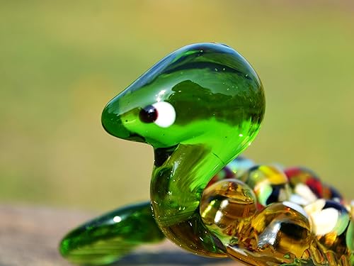 Miniatura 8 de Figura de tortuga de cristal verde de 3 pulgadas, miniatura soplada a mano estilo Murano, adorno de tortuga marina para tanque de acuario, estante