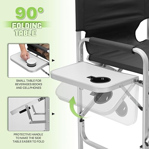 Vista 6 de Magshion Silla alta de director para vendedores y artistas de maquillaje, altura del asiento de 31 pulgadas, capacidad de 250 libras, silla plegable