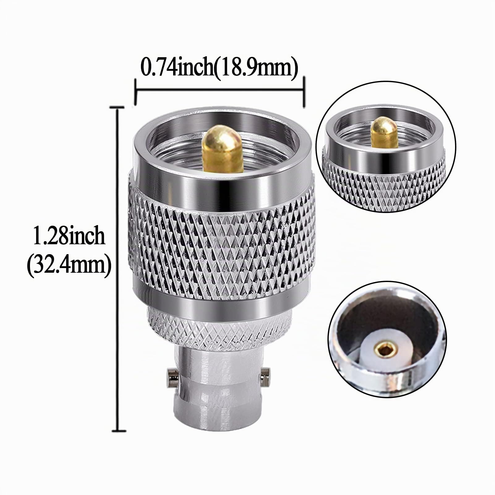 TUOLNK BNC Femelle vers UHF PL259 mâle Adaptateur coaxial RF SO239 mâle vers BNC Femelle connecteur coaxial pour câble d'extension 2 pièces