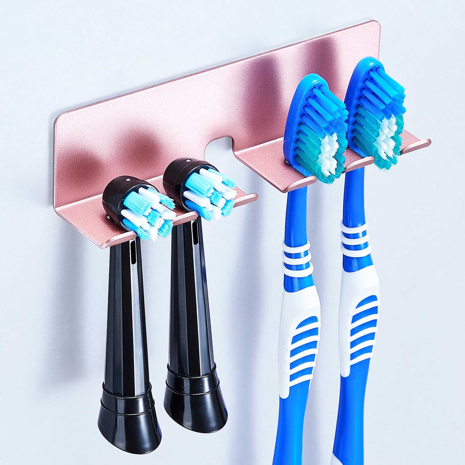YAYINLI Toothbrush Holder Wall Mounted - Electric Tooth Brush Holder for Bathroom, Self Adhesive Non Screw Toothbrush Head Holder, Metal Toothbrush Holders Organiser(Rose Gold, Large) — image 1