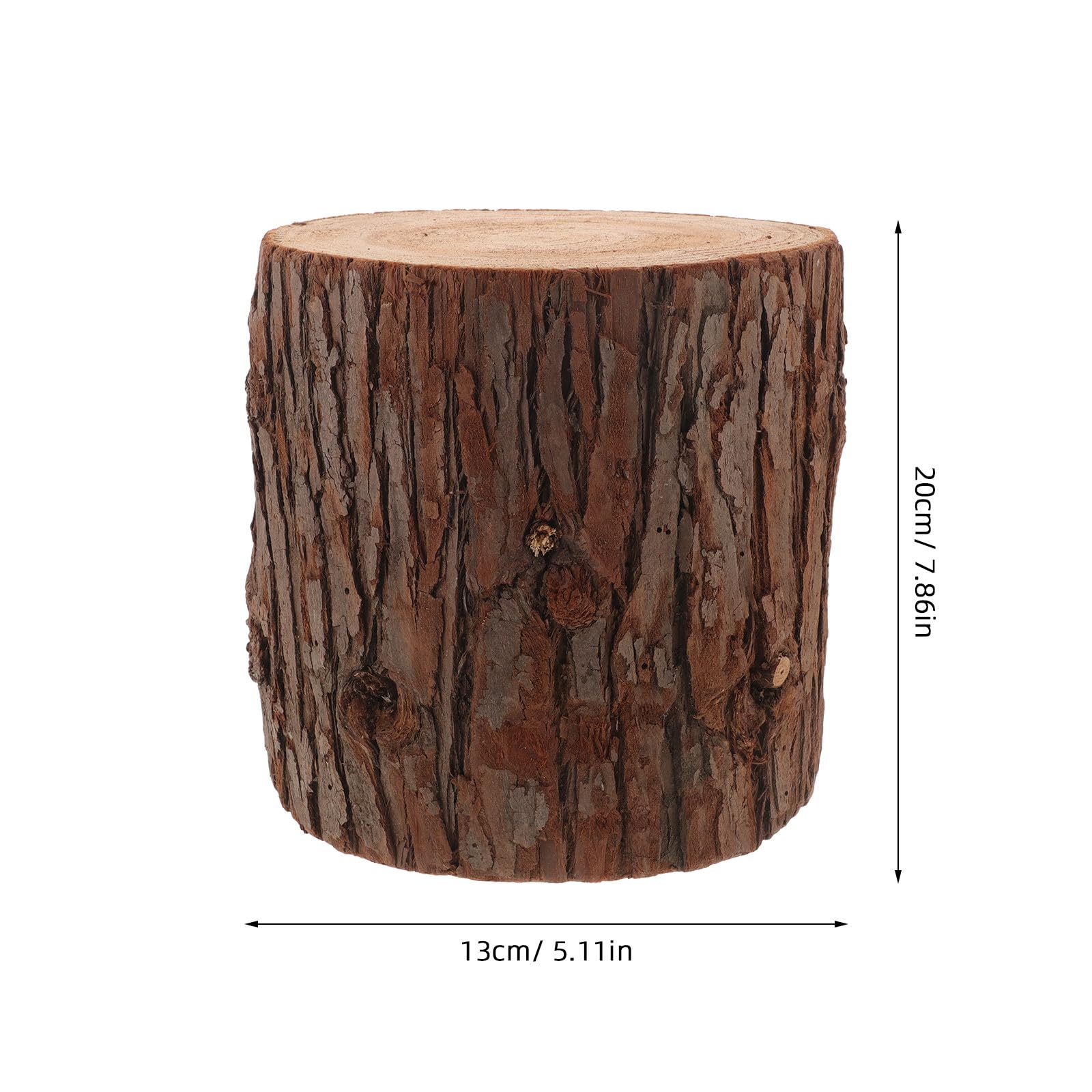 Cabilock Mesa Auxiliar de Madera Maciza Base de Tocón Natural, Diseño Rústico y Cilíndrico para Decoración y Soporte Estable en Sesiones Fotográficas