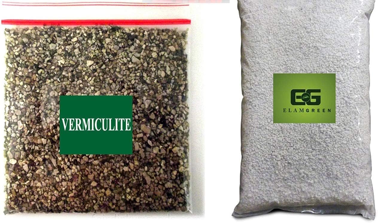 Elamgreen Perlite for Gardening 1kg, Vermiculite 1kg .Best Potting Soil for Succulents/Perlite and Vermiculite Combo