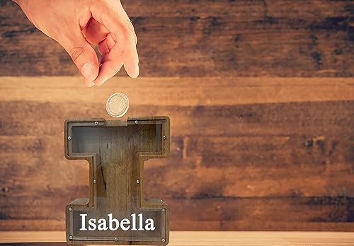 Vista 143 de Alcancía grande de madera personalizada para niños, alcancía con nombre personalizado, alcancía (nombre grabado láser) letras del alfabeto