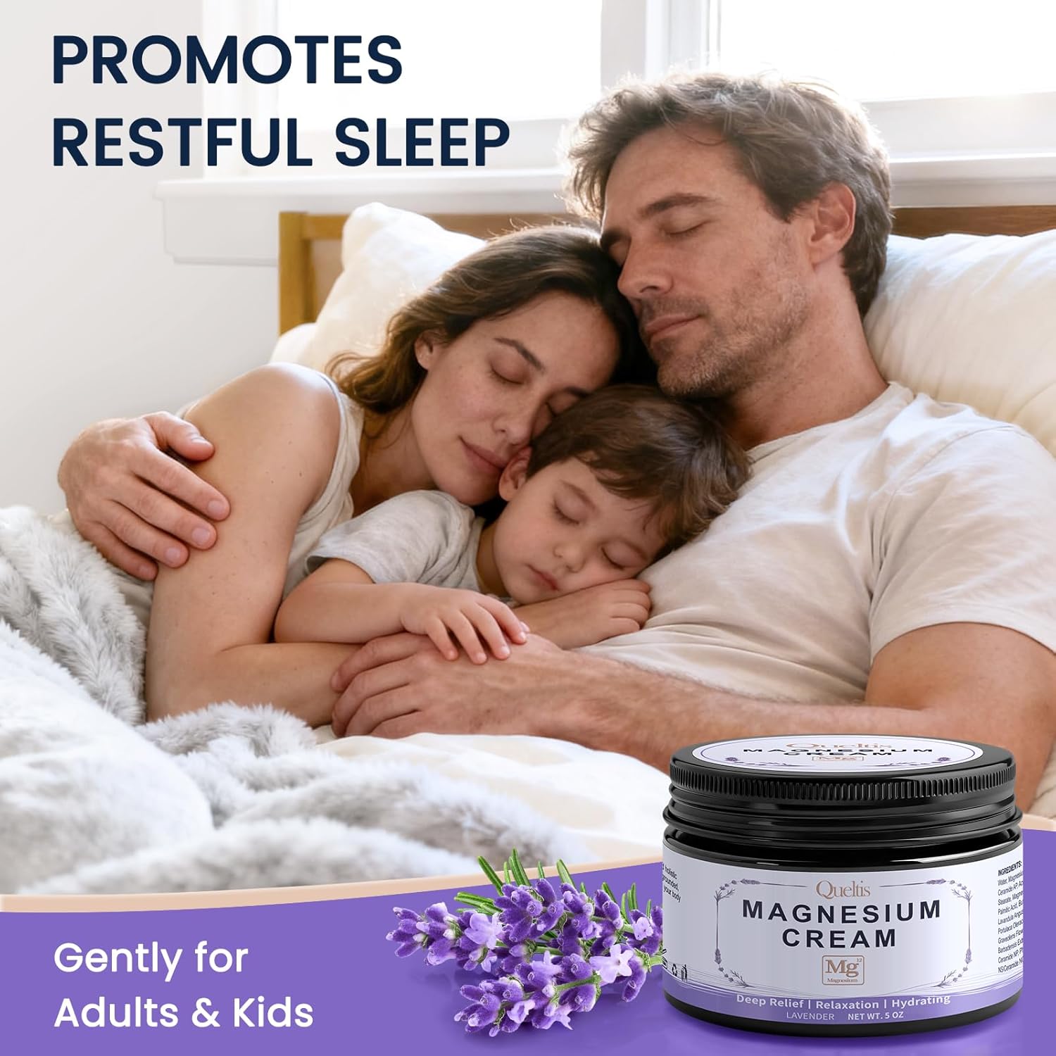 Magnesium Cream, Magnesium Lotion for Sleep, Pain & Leg Cramps, Topical Magnesium Chloride Cream for Muscle Relaxation, Calming, Moisturizing - Skin-Friendly & Safe for Kids | 5OZ (Lavender) - Image 7