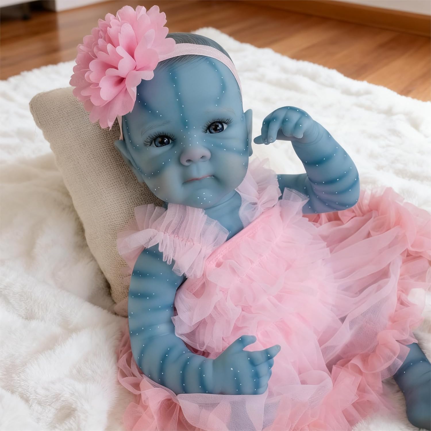 iCradle 18 Inch Life like Avatar Cloth Body Reborn Baby Dolls Realistic Reborn Avatar Baby Dolls Realistic Newborn Soft,Vinyl Doll for Kids Age 3+ Cute Eyes