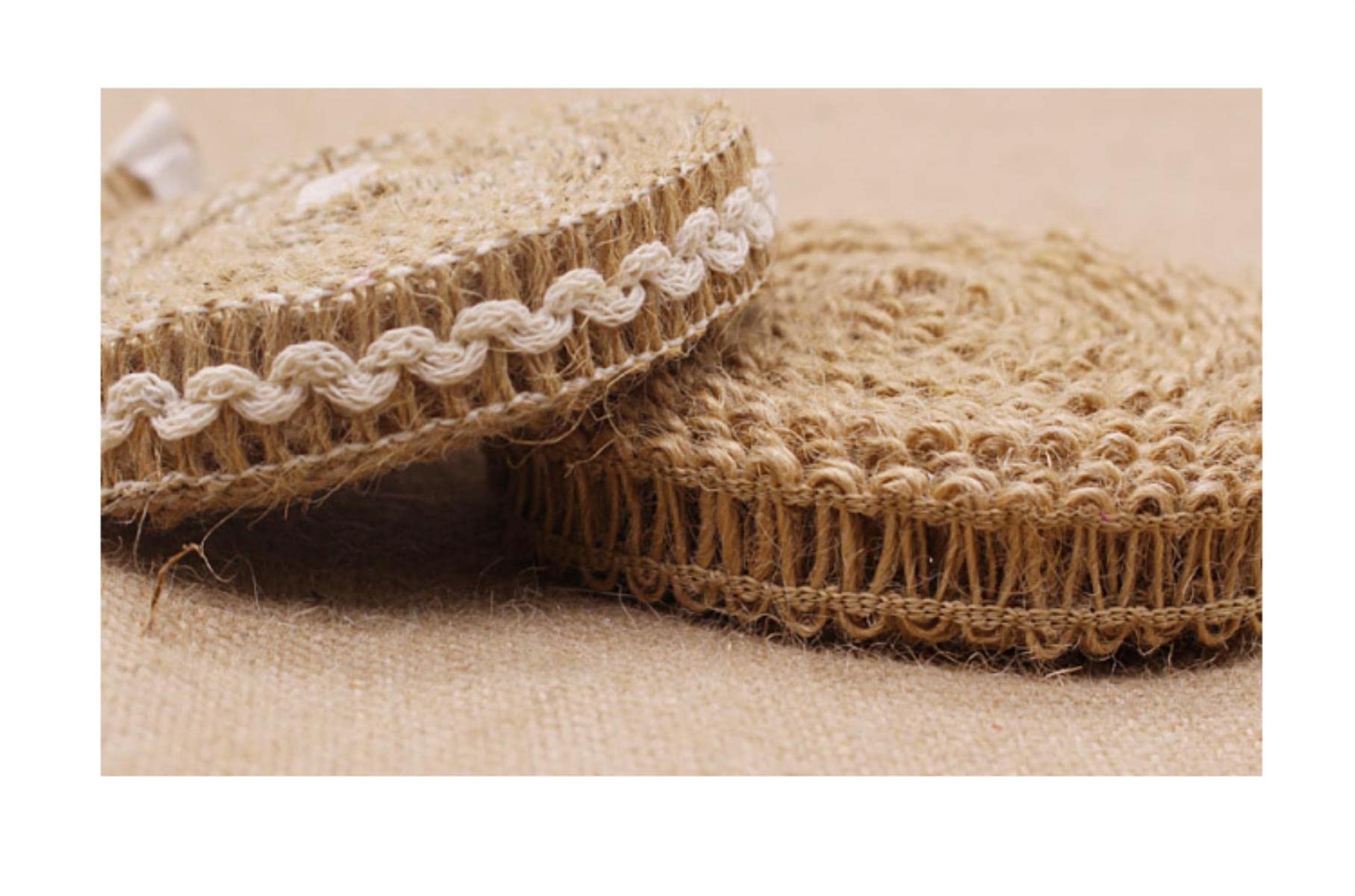 Mezcla de Estilos 10MM-60MM X11 Yardas / Lote Decoración de Boda rústica Cuerda de Yute Cuerda Trenzada Cordón de Bricolaje Suministros de Encaje Accesorios-35MM