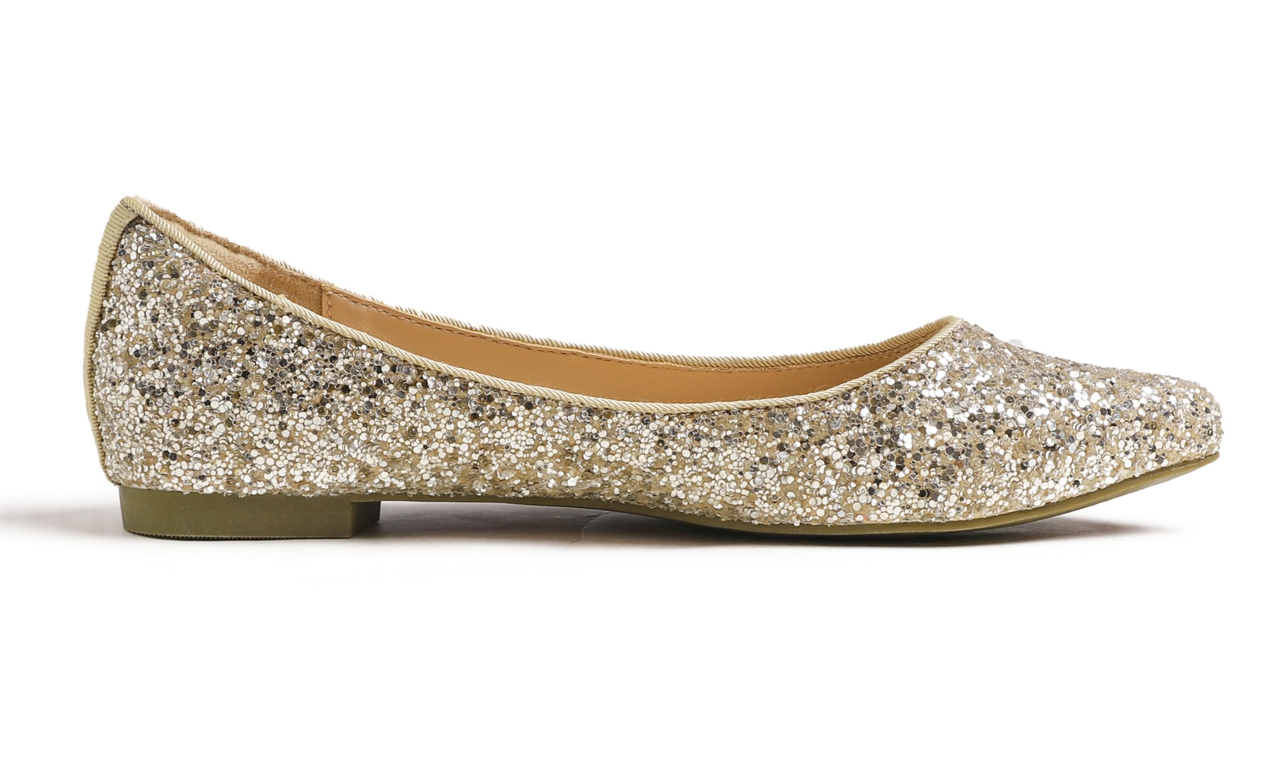 Feversole Women's Macaroon Shiny Memory Foam Cushion Patent Ballet Flat,Mémoire coloré Macaron Coussin en Mousse de Femmes Ballerine de Brillant Paillette Plat