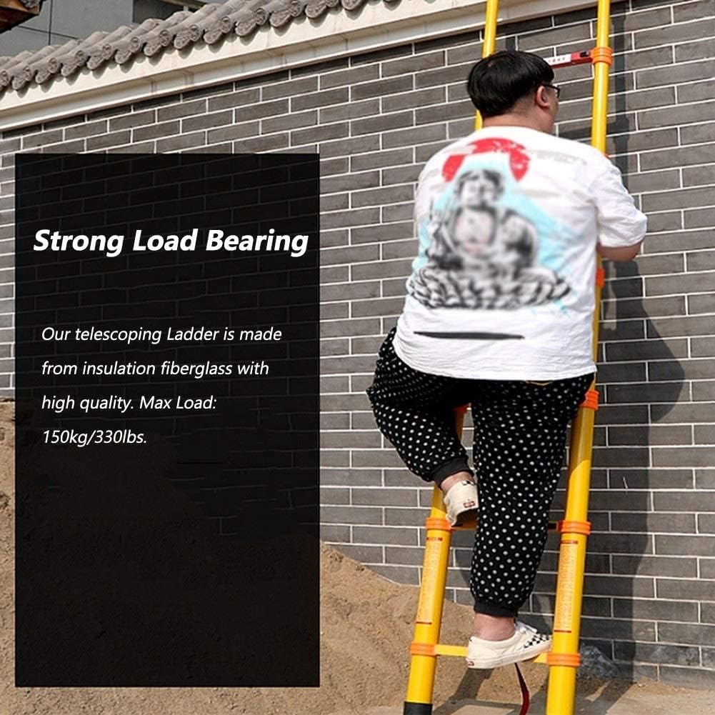 OKUOKA Telescopic Extension Ladders Non Conductive, Foldable Fiberglass Telescoping Ladder for Home Attic & Outdoor Building Maintenance (Size : 3m/9.8ft)