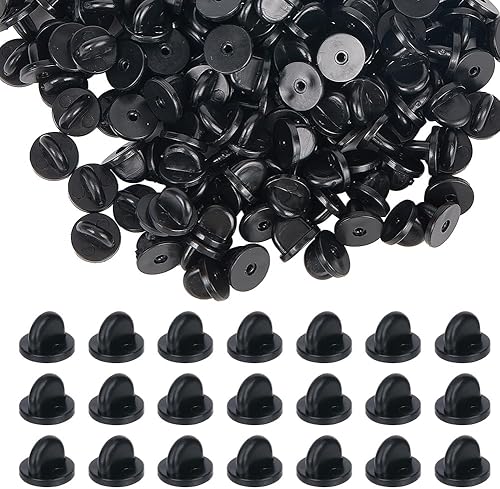 200 piezas de pasador de goma negra, broche trasero de silicona, repuesto de seguridad, comodidad, tapas de solapa pequeñas, accesorios para broche,
