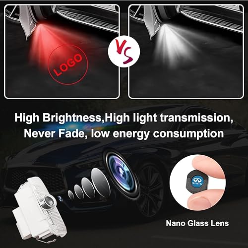 Miniatura 8 de 4 luces para puerta de automóvil que no se desvanecen compatibles con Infiniti, luces de proyector ultra brillantes de RCBDCYGJ para QX5056607080,