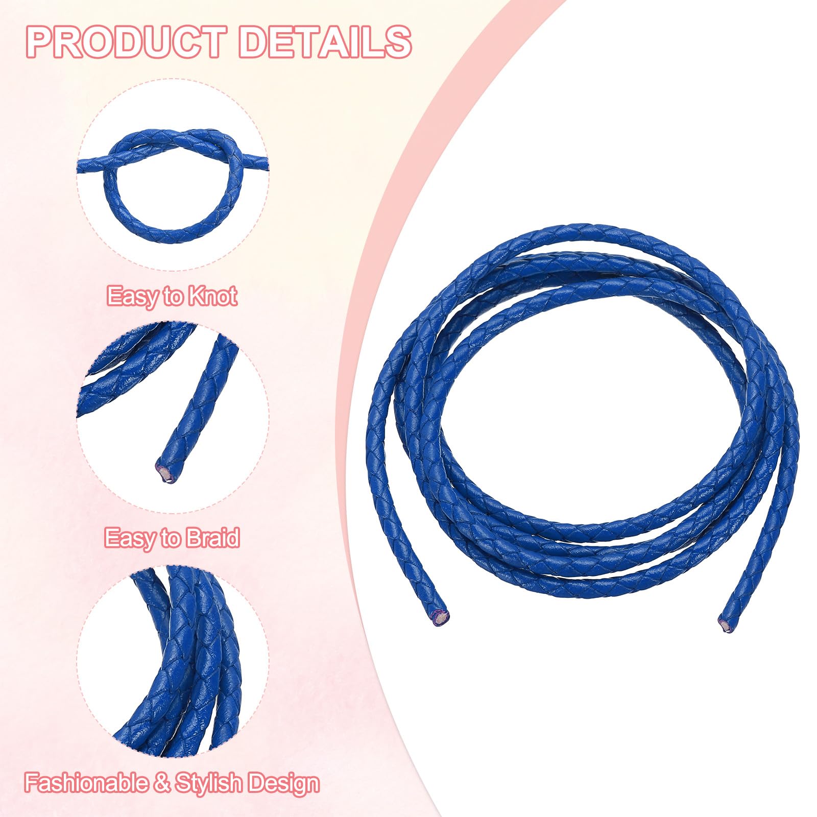 PATIKIL Round Braided Leather Cord - Image 3