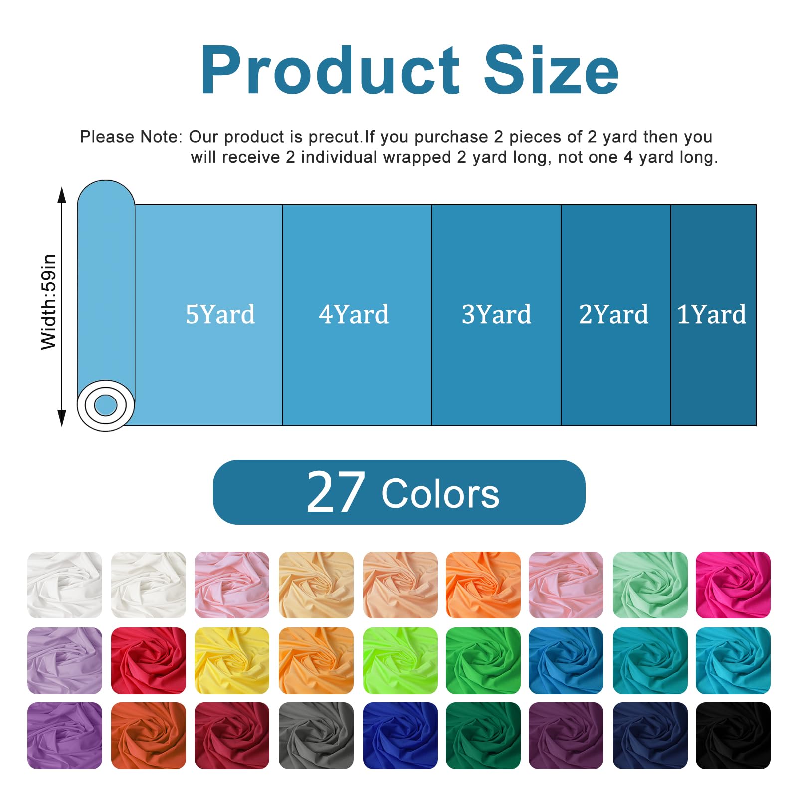 59" Width Nylon Spandex Fabric, 80% Nylon & 20% Spandex, Swimwear, Activewear Fabric 4-Way Stretch, for Sports, Yoga, Dance(Bright Yellow, 1 Yard) - 3