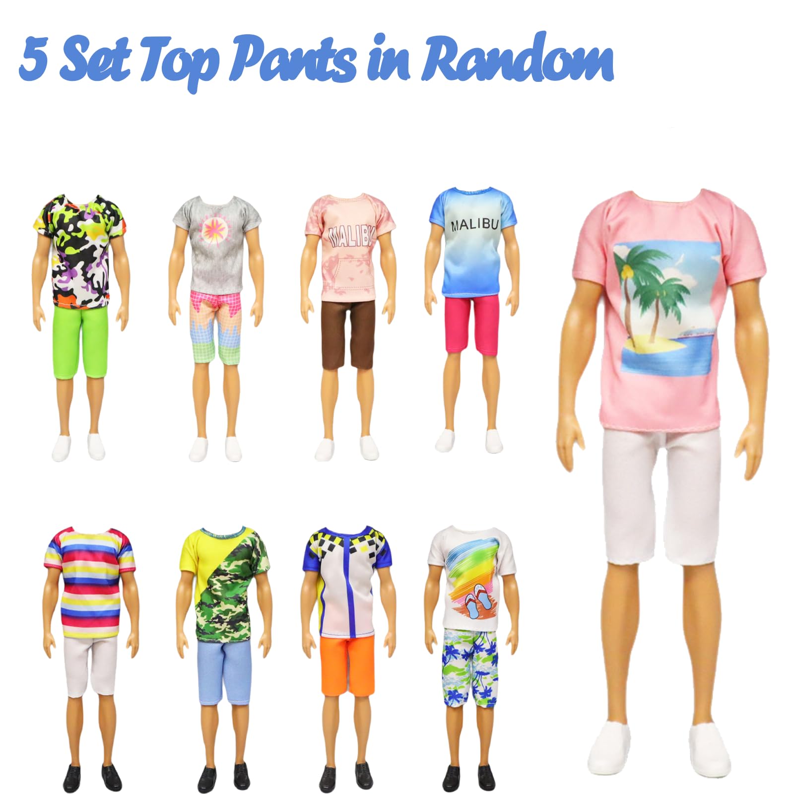 32 PCS Dolls Clothes Compatible with Ken Doll Clothes, Including 1 Suit Set, 5 Tops 5 Pants - Image 2