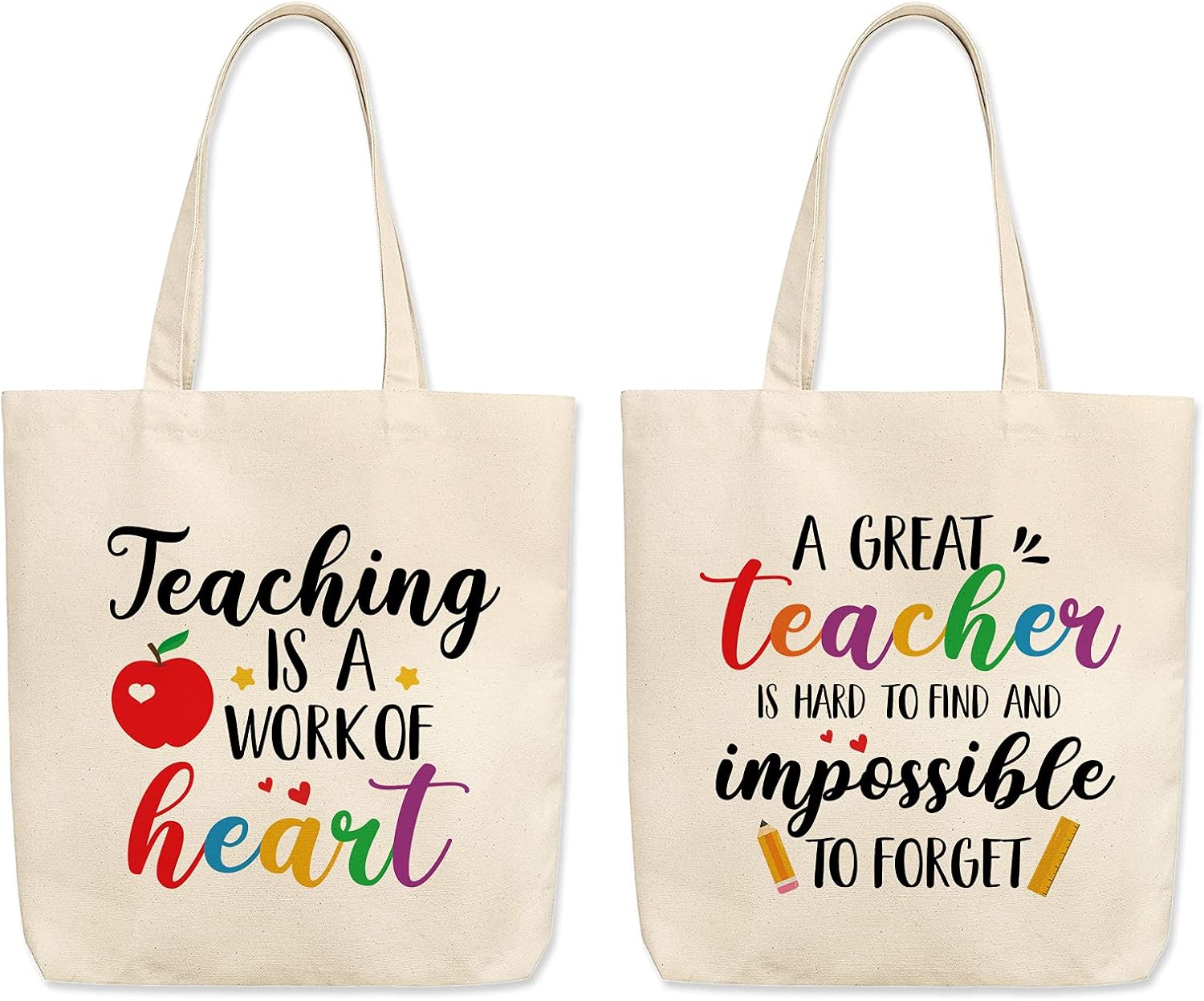 Teacher Appreciation Tote Bags 15''x16'' Women Canvas