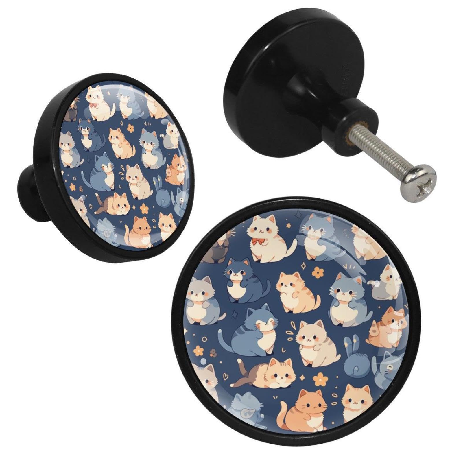 NUEAHEDN 4 PCS Cartoon Animals Cabinet Knobs, Bathroom Drawer Pulls Handles, Round Dresser Knobs Door Knobs for Kitchen Cupboard Nursery Wardrobes