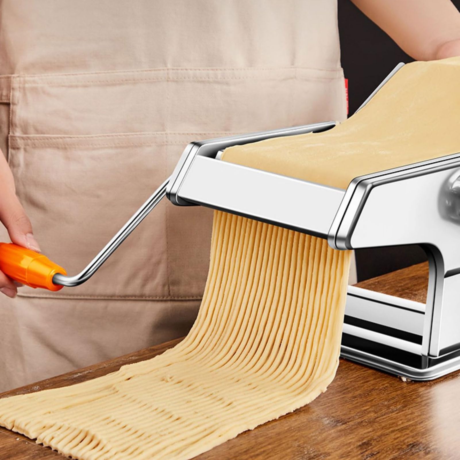 Nudelmaschine, Verstellbarer Nudelbereiter aus Edelstahl für Spaghetti und Lasagne, Perfekt für Hausgemachte Pasta und Asiatische Nudeln