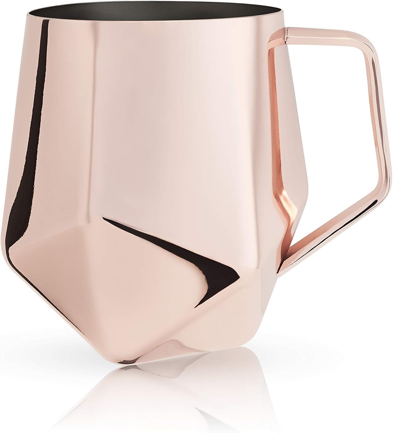Viski Faceted Moscow Mule Mug, Copper Cocktail Glasses, Stainless Steel, Drinkware, Holds 18 oz