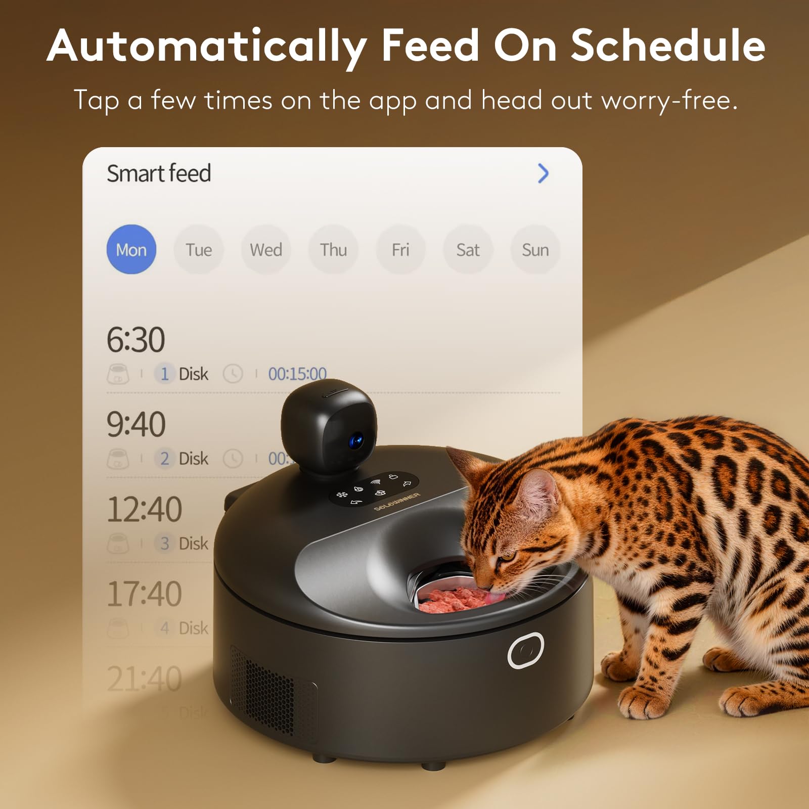 Automatic Cat Feeder Wet Food for 5 Meals, Semiconductor Cooling & Pre-Heating Pet Food Dispenser with Night Vision Camera, App-Control Auto Cat Feeder with Food-Grade Stainless Tray (Black) - image 4
