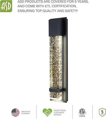 Miniatura 8 de ASD Aplique de pared de cristal de burbujas LED de 10 pulgadas  Interruptor de 10 W, 120 V, 400 LM, 3000 K4000 K5000K, impermeable, regulable,