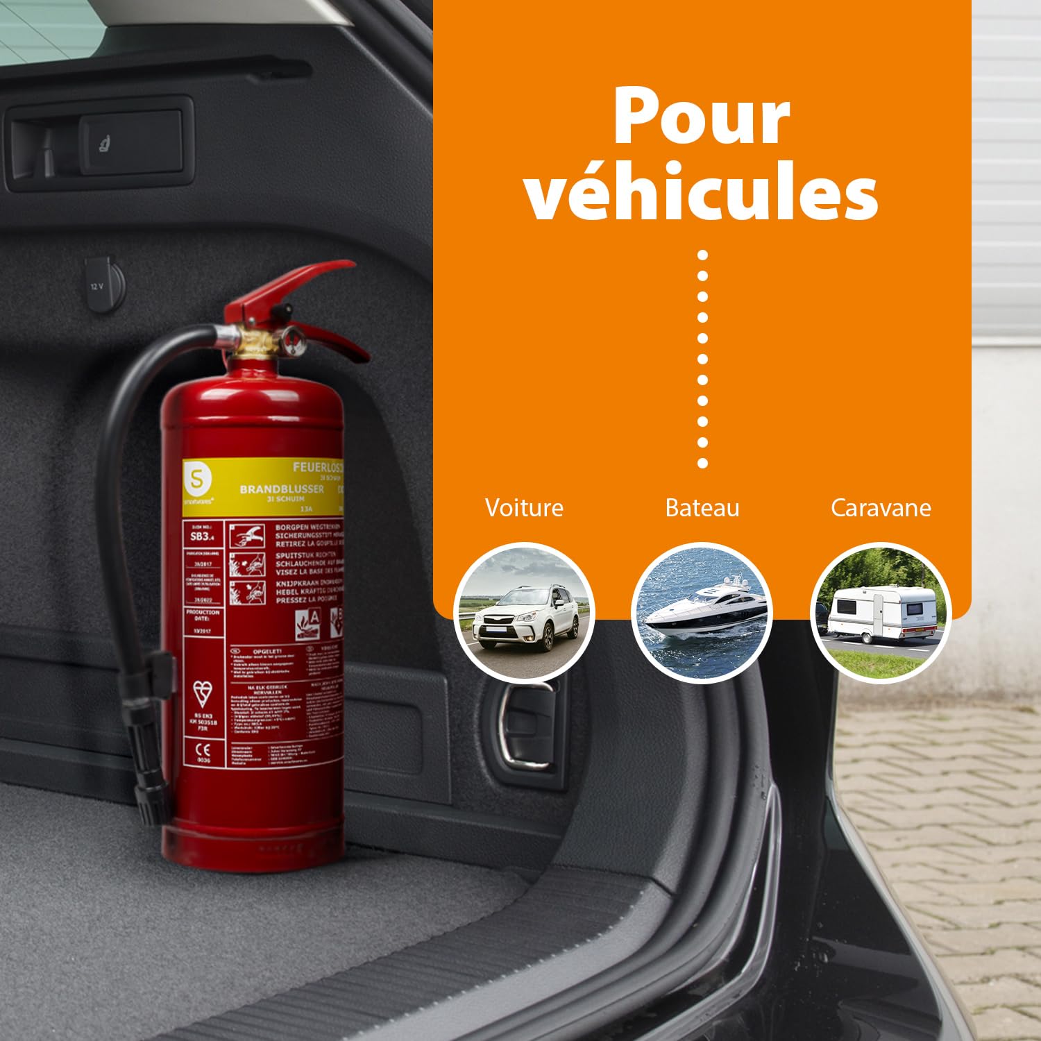 Smartwares Extincteur à Mousse - 3 L - pour Feux A&B - Adapté pour Bureaux et domiciles - Support Inclus - FEX-15230