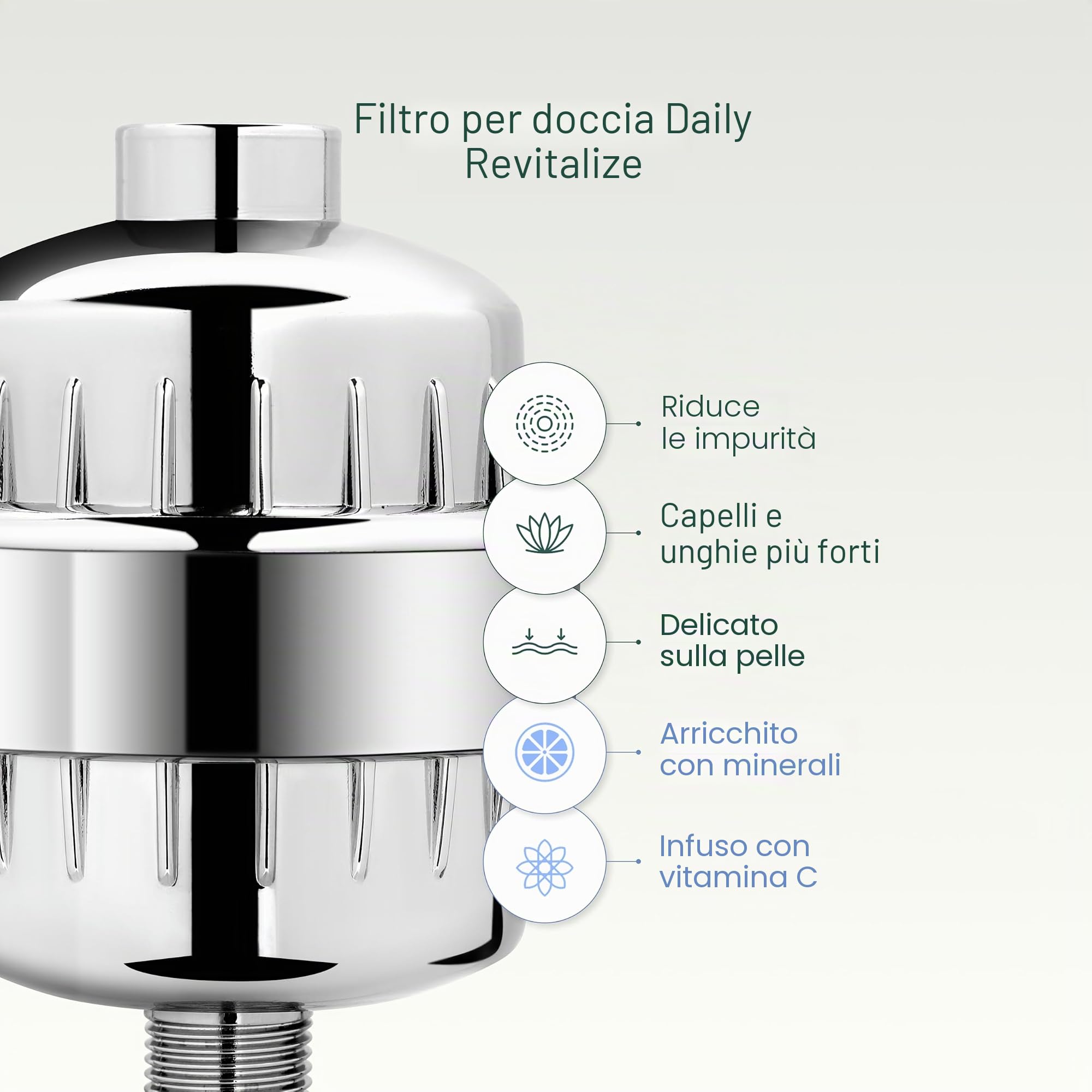 AquaBliss Filtro doccia rivitalizzante ad alto rendimento, riduce il prurito secco della pelle, forfora, eczema, e migliora notevolmente la condizione di pelle, capelli e unghie, oro opaco (SF100-GD)