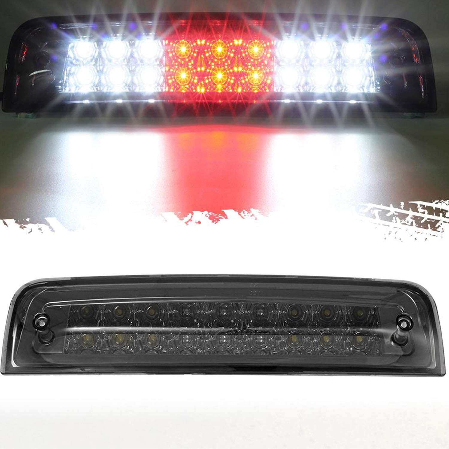 Partsam High Mount Stop Light Third 3RD Brake Light Replacement for Dodge Ram 1500 2500 3500 2009-2017 LED Rear Cab Roof Center Mount Tail Brake Light Cargo Lamp(Smoke Lens Chrome Housing)