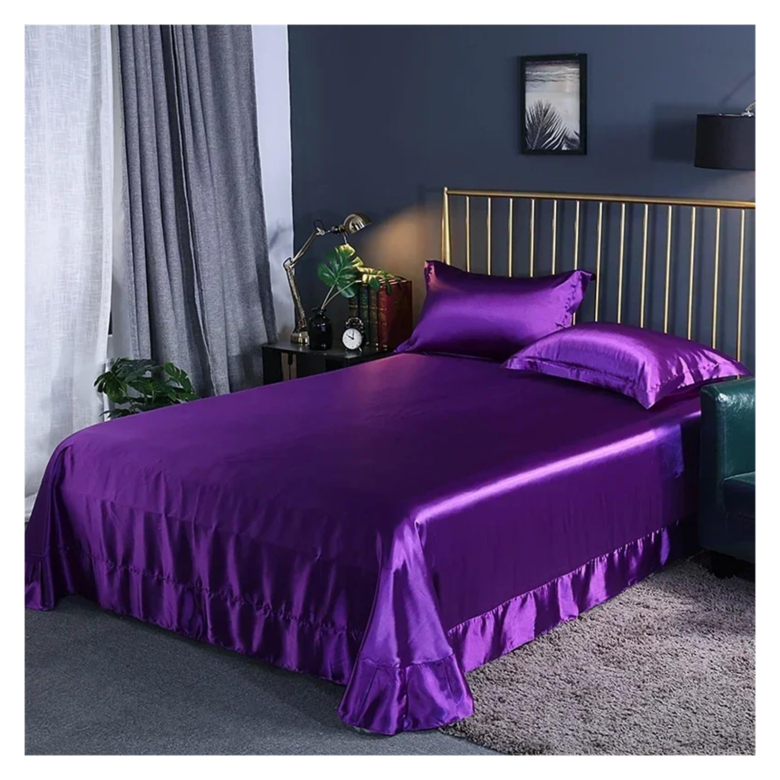 Taie d'oreiller en soie mûrier et drap de lit satin 140x190 cm