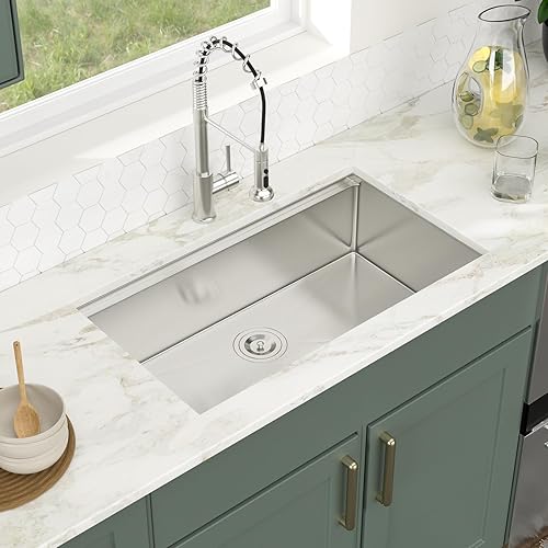 Miniatura 70 de Logmey Fregadero de barra de 21 pulgadas de acero inoxidable de 21 x 18 pulgadas, fregadero de barra pequeño de acero inoxidable de calibre 16