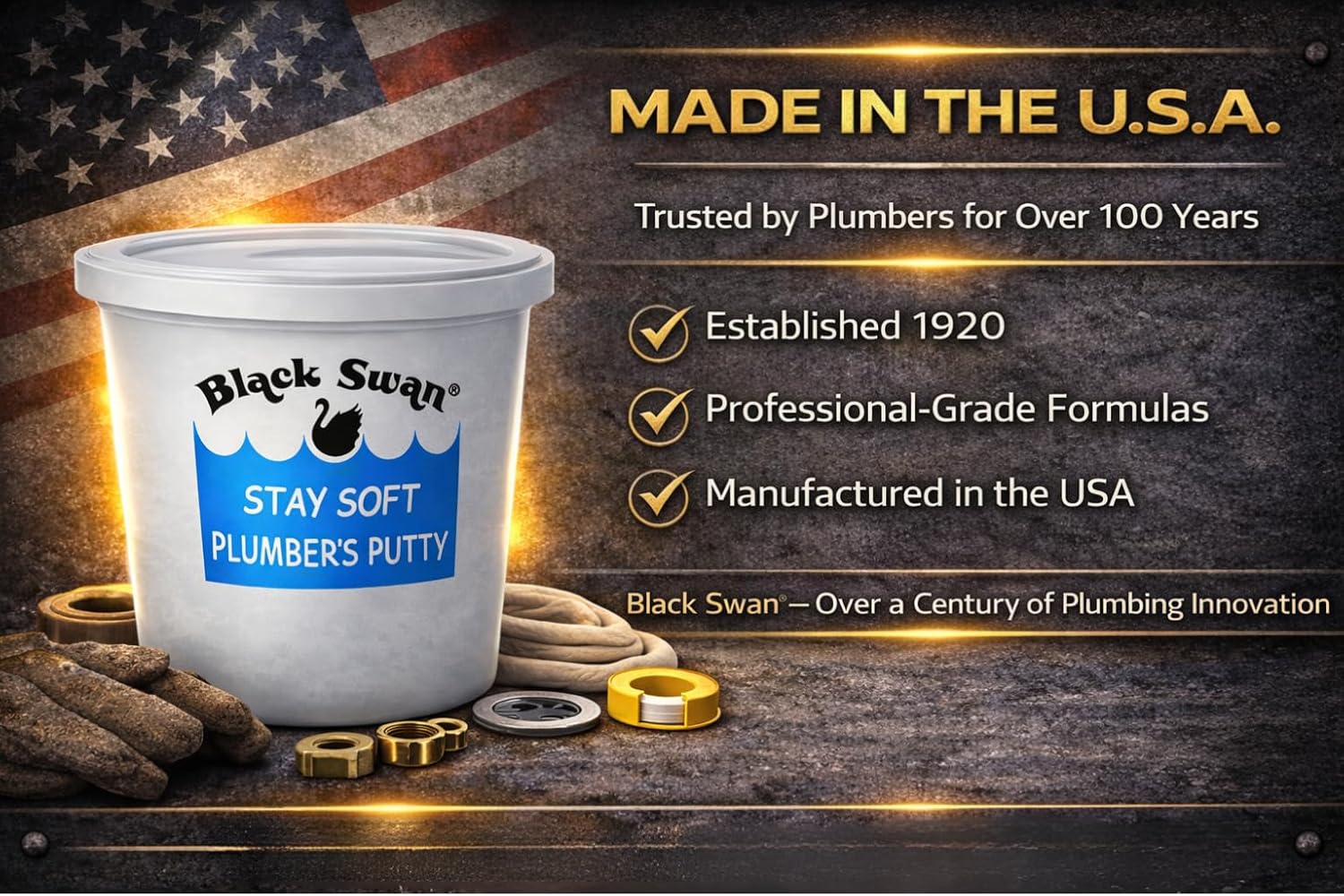 Black Swan Stay Soft Plumbers Putty, 15lbs - Crack-Resistant, Ideal for Sink Drain, Faucets & Fixtures, Stretchable Plumber Putty - White