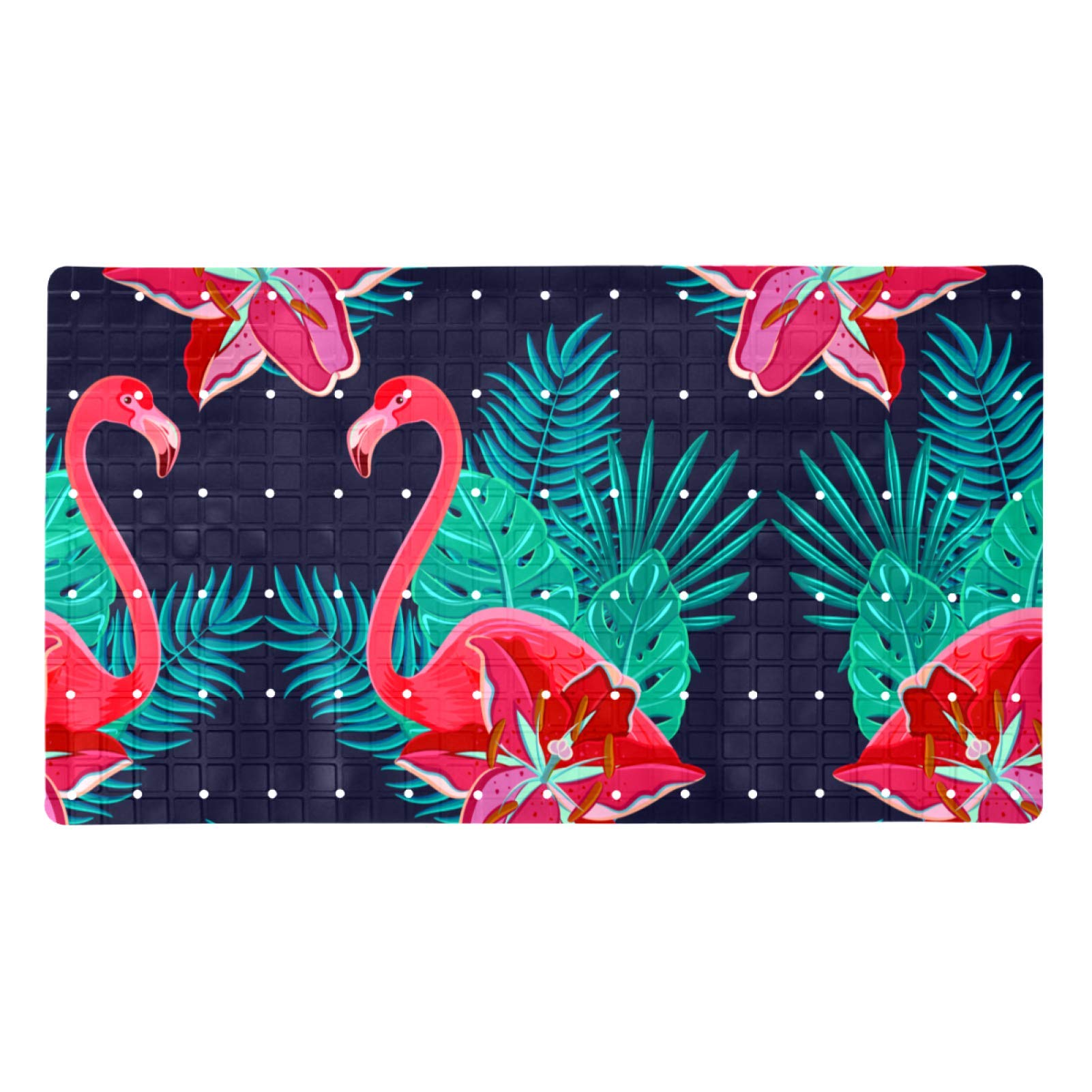 Tapis de douche antidérapant Flamingo vert tropical idéal pour rafraîchir sa douche d été