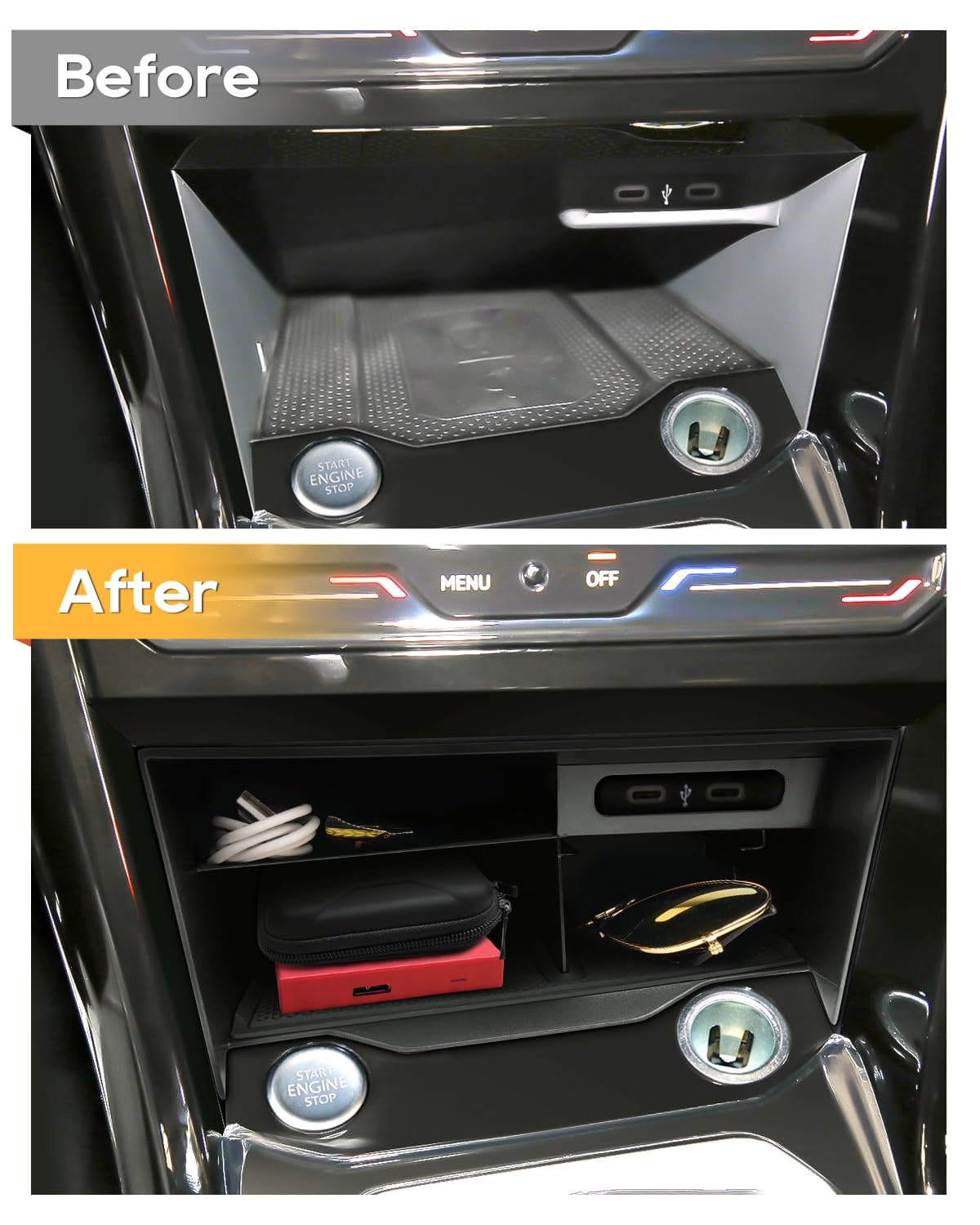 Accoudoir Console Centrale Voiture Pour VW T-ROC Taos Tayron Amarok - Boîte Rangement Avec Revêtement Cuir