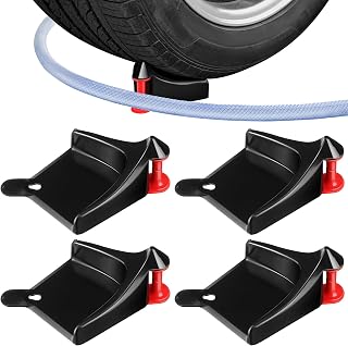Dreyoo 4 Pcs Car Hose Guide, Tire Hose Roller for Car Washing, Detailing Tire Hoses Guide Preventing Pressure Washer Hoses Stuck Under The Wheels, Plastic Wash Tool to Avoid Snagging(Black)
