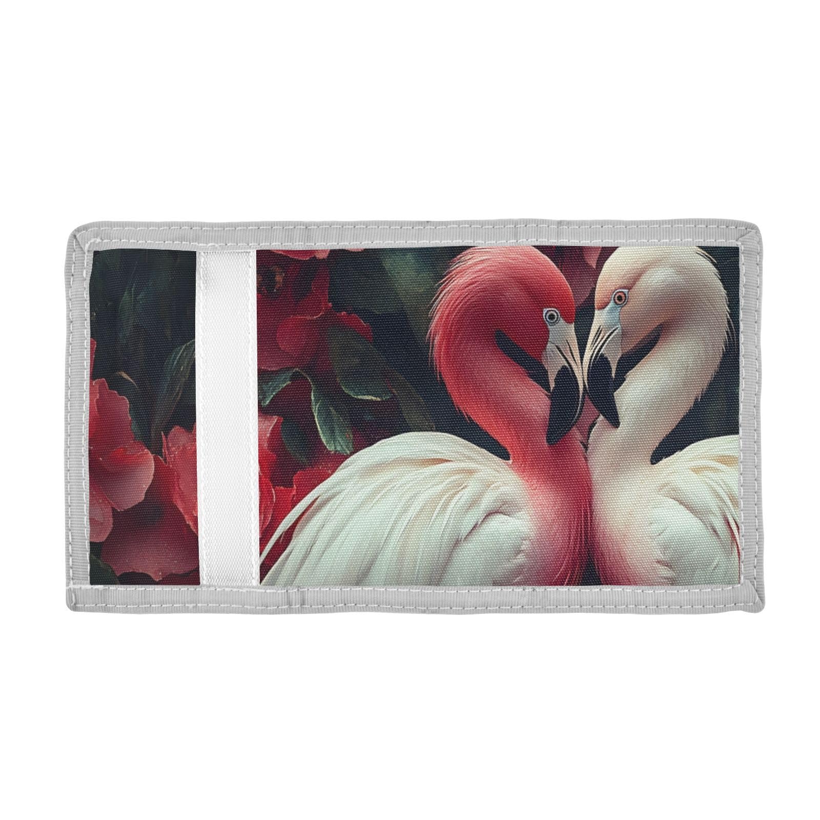 FOLIOSA Kids Wallet for Boys Girls Flamingo Valentine Print Youth Wallet with Zipper Pocket Card Holders, Novelty Wallet 4.9×2.9 in