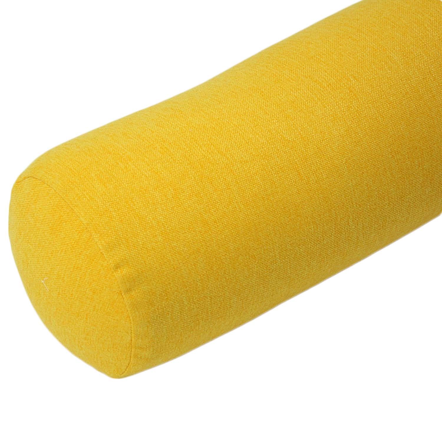 Aqigr Yellow Round Cervical Roll Bolster Pillow With Removable & Washable Pillow Cover, Bolster Pillow Filled With Soft, Round Bolster Pillowcase Cover(,15X60cm)