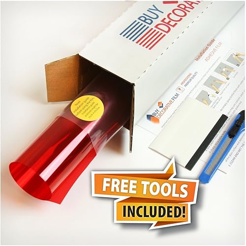 Miniatura 2 de BDF - Película para ventana de tarjeta, color rojo transparente (36" X 25ft)