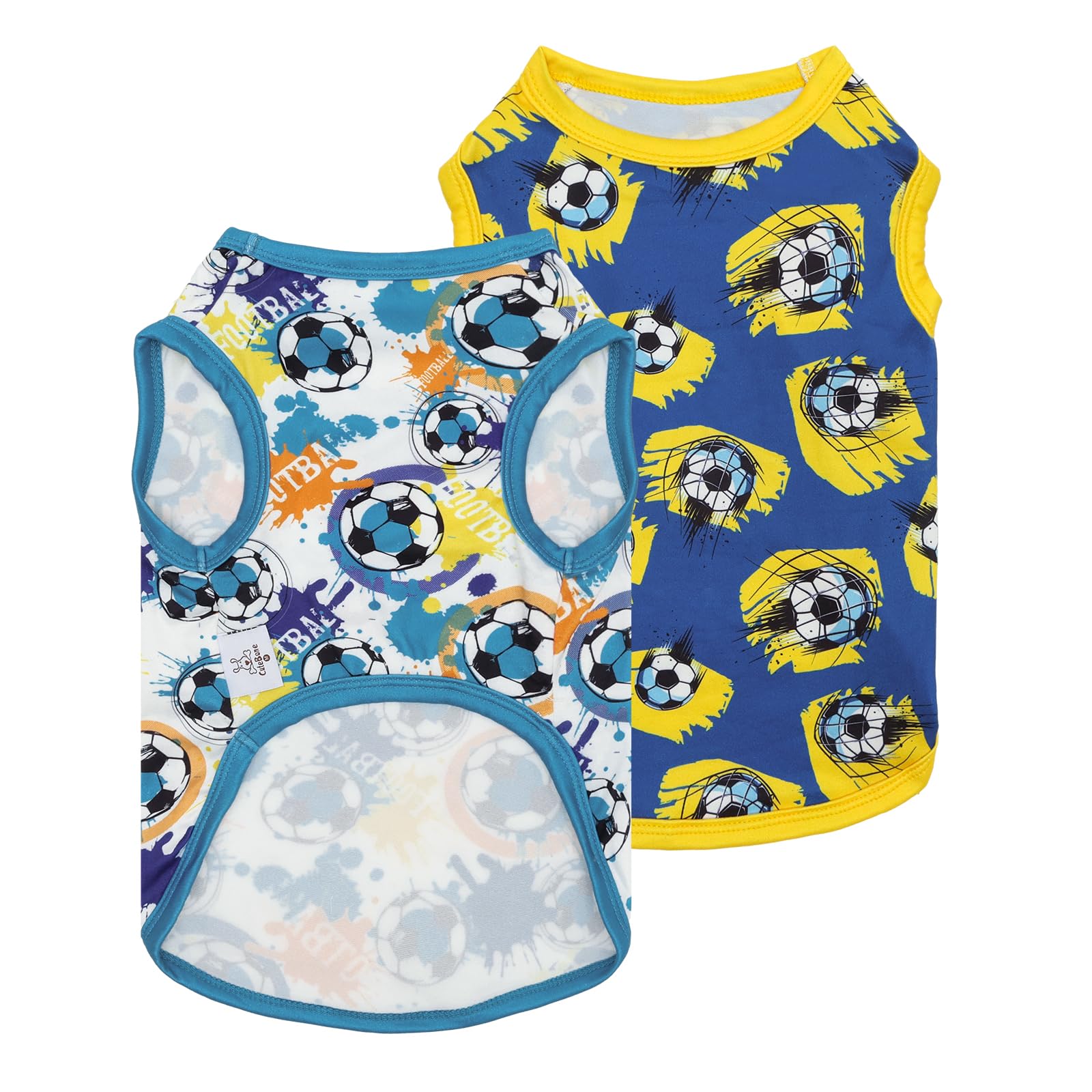 CuteBone Football Dog Shirts 2-Pack Soft Pet Clothes Breathable Summer Vest for Small Puppy and Stretchy Cat Apparel 2BX23XS