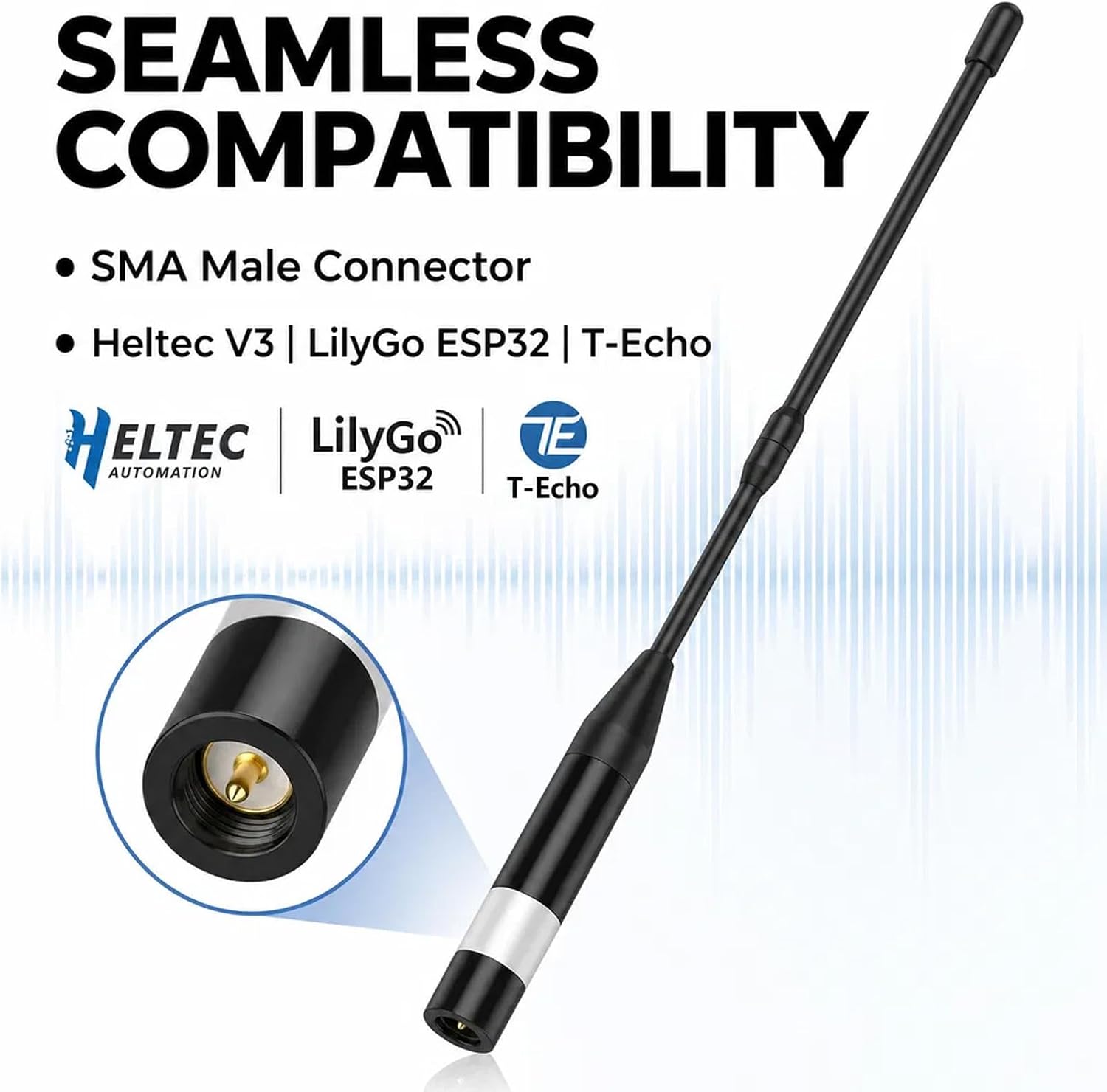 915MHz Meshtastic LoRa Antenna for Outdoor Base Stations - Nunchaku-Style Flexible 40cm 10dBi High Gain, Anti-Collision Rod, Precision-Tuned 50Ω for Heltec V3/V4 Mesh (1PCS, Black) image 4