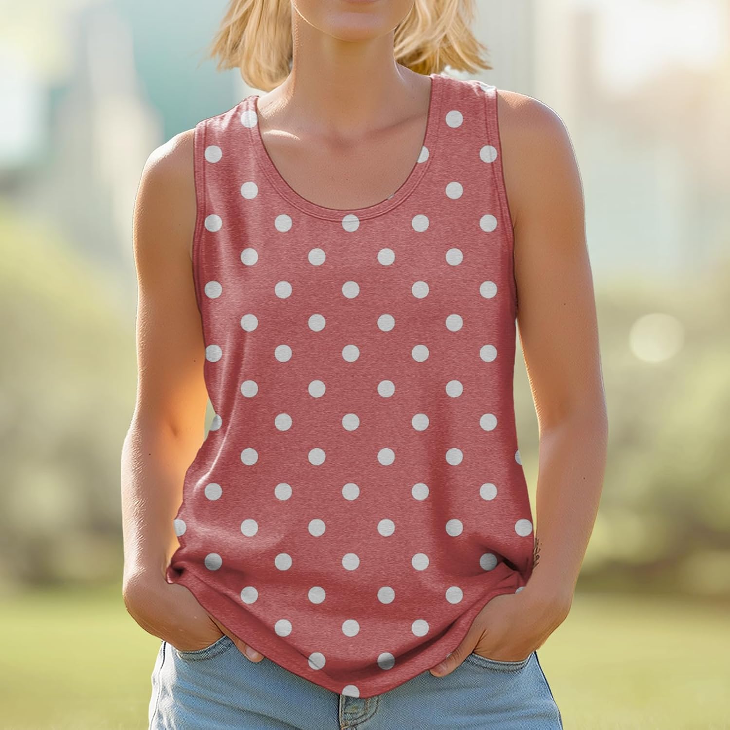 Tank Tops for Women Loose Fit Casual Summer Fashion Trendy Sexy Crewneck Pullover Cropped Sleeveless Tshirts - Image 2