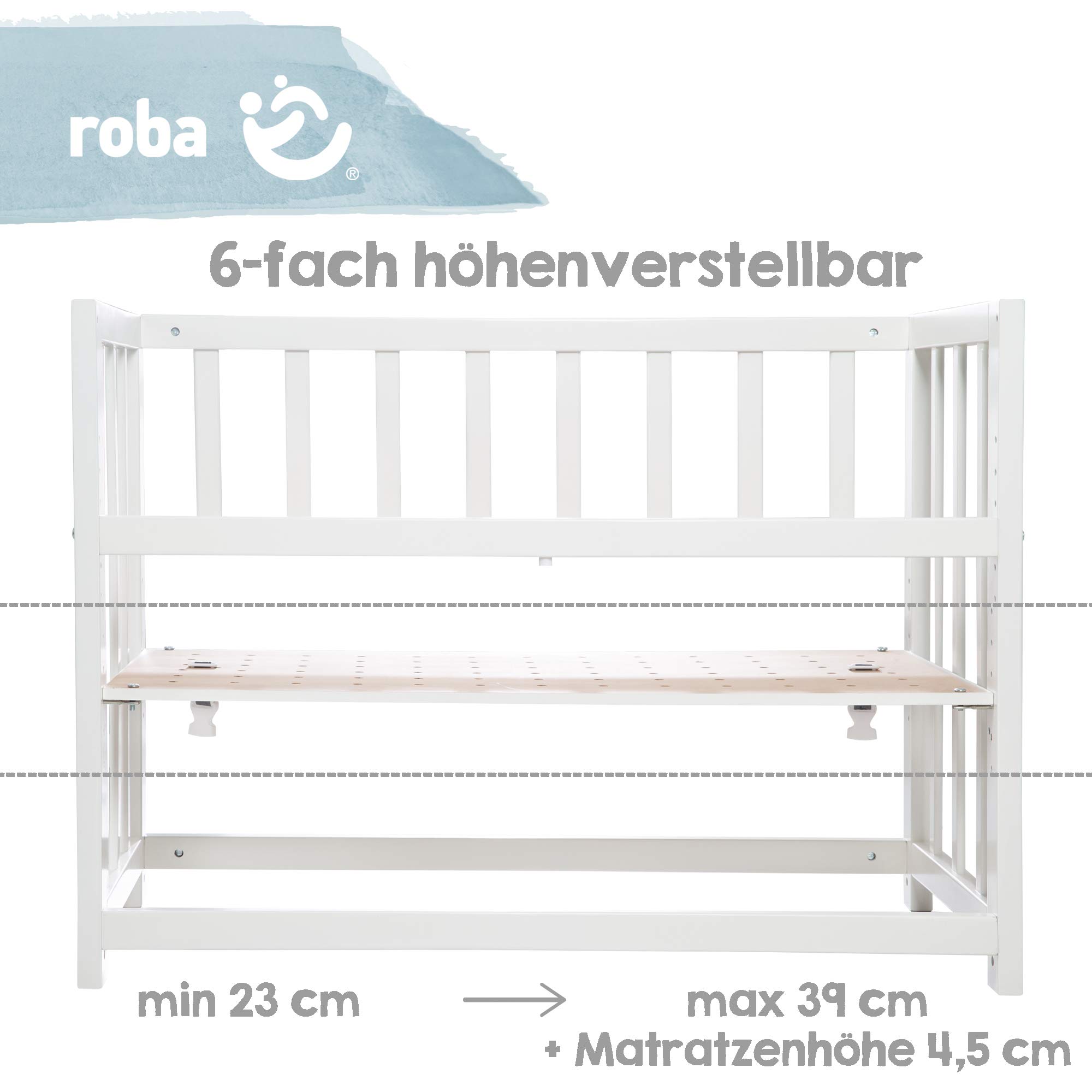 roba Culla 4 In 1, Letto Laterale 'Indibär', Lettino, Culla E Panca Per Bambini, Bianco - 16250 g
