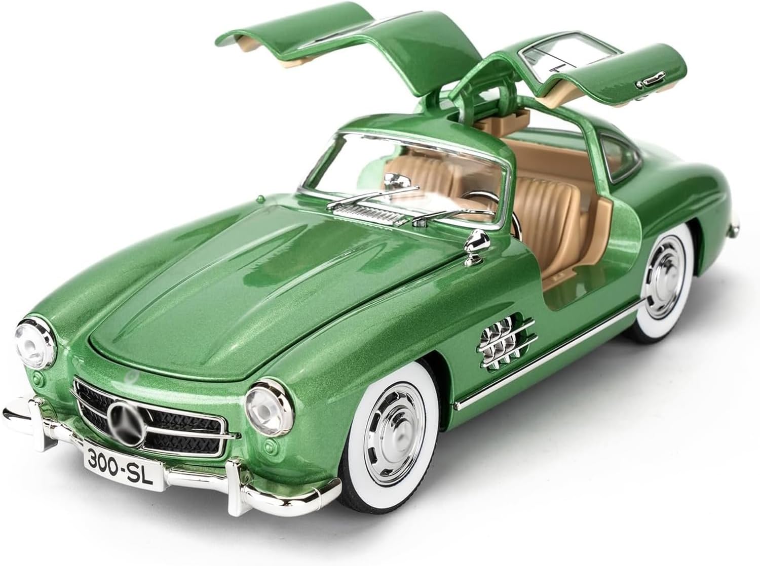 DEUSON ECOM 1:24 SL300 Vintage Toy Car Classic Model Toy Car for Kids Diecast Metal Cars Light Sound Pullback Openable Door
