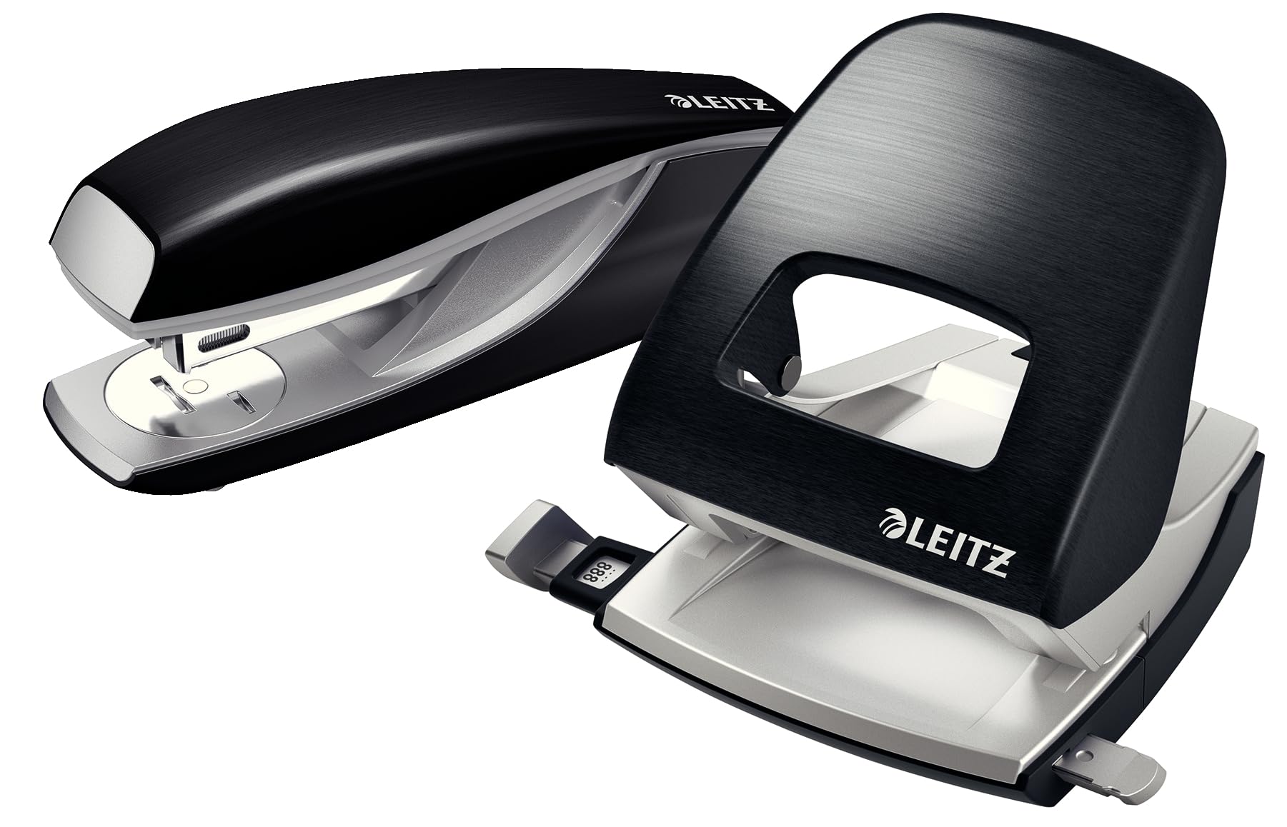 Leitz Agrafeuse de Bureau, Capacité 30 Feuilles, Noir Satiné, Boîtier Métallique Ergonomique, Agrafes Incluses, Gamme Style, 55620094