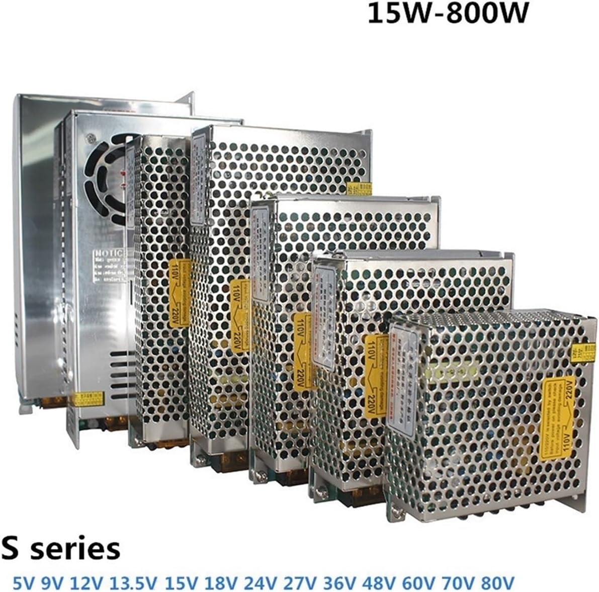 スイッチング電源 5V 7.5V 9V 12V 13.5V 15V 18V 24V 27V 36V 48V 50V 60V 70V