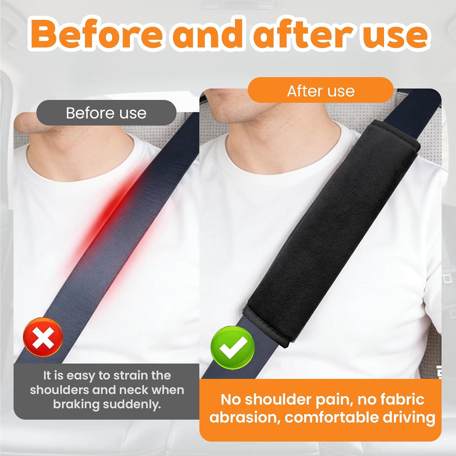 Seatbelt Padding Set (2-Piece) Soft and Comfortable Universal Seatbelt Covers, Suitable for Adults Fits Car Seatbelts, Armrests and Backpacks